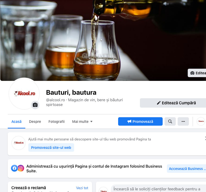 Pagina facebook Alcool.ro